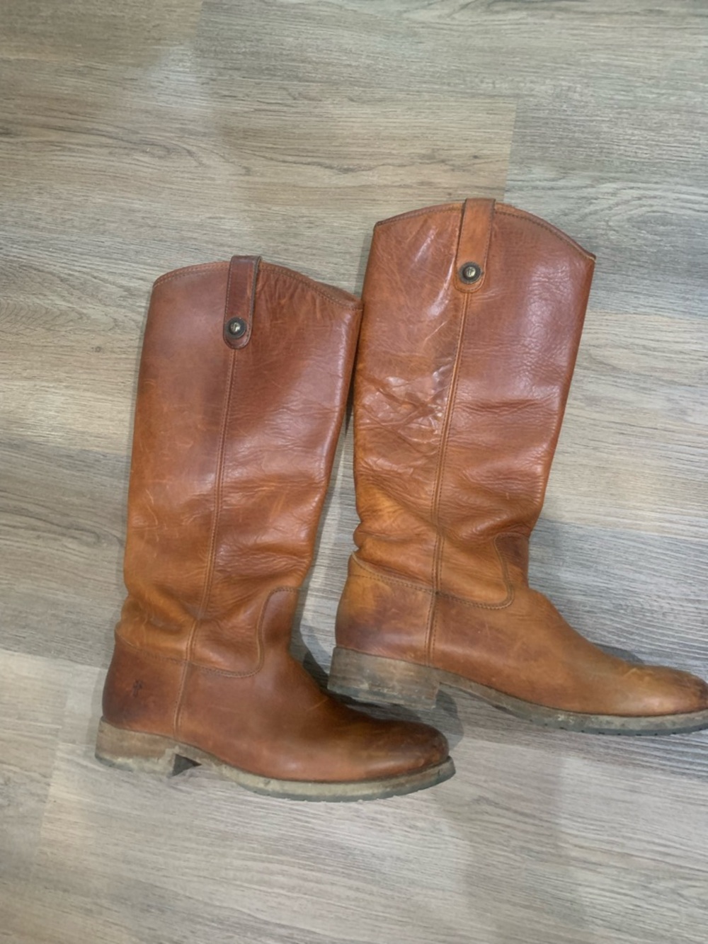 Frye Brown Leather Tall Pull-On Riding Boots - Picture 3 of 4